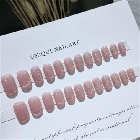 Shiny Rainbow Cat Eye False Nail Short Square Press on Nails for Nails ...