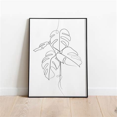 MONSTERA Line Art Print Single Line Art Monstera Plants | Etsy