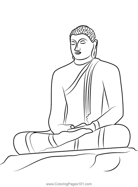 Meditating Buddha Statue Coloring Page for Kids - Free Buddhism Printable Coloring Pages Online ...