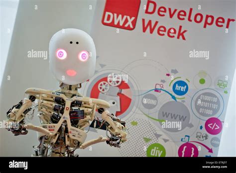 A humanoid robot named 'Roboy' is presented during the 'DWX - Developer ...