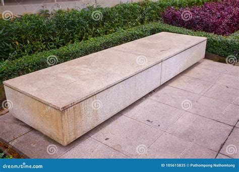 Modern Concrete Bench in the Garden Stock Image - Image of gardening ...