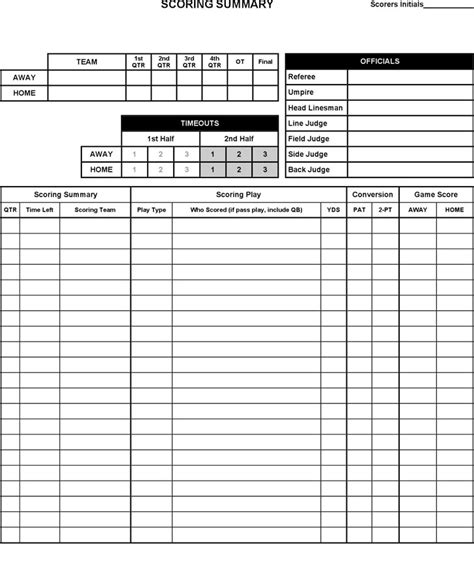 Football Stats Sheet Excel Template