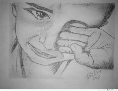 Pencil Sketch Of A Crying Child | DesiPainters.com