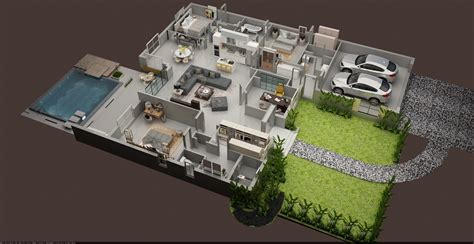 Luxury 3d Floor plan of residential House 3D model MAX