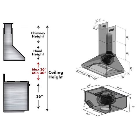 36" Professional Stainless 500 CFM Convertible Wall Mount Range Hood ...