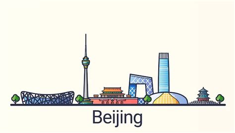 Premium Vector | Banner of beijing city in flat line trendy style ...