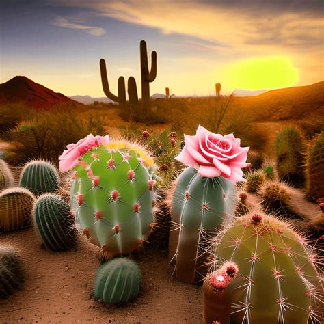 Cactus in the Desert Sunset · Creative Fabrica