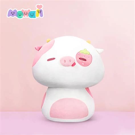 Mewaii™ Pink Cow Kawaii Mushroom Stuffed Animal Plush Squishy Toy