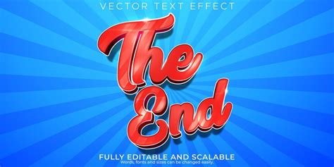 Premium Vector | The end text effect editable cartoon movie and retro text style