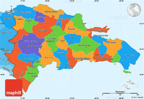 Political Simple Map of Dominican Republic, political shades outside