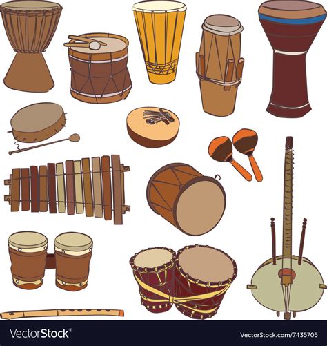 African traditional musical instruments Royalty Free Vector