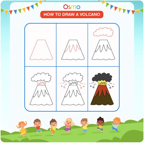 How to Draw a Volcano | A Step-by-Step Tutorial for Kids