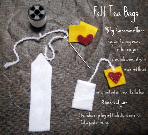 Karen Mom of Three's Craft Blog: Make felt tea bags for your next tea party