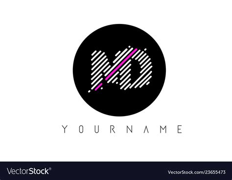 Md letter logo design with white lines and black Vector Image