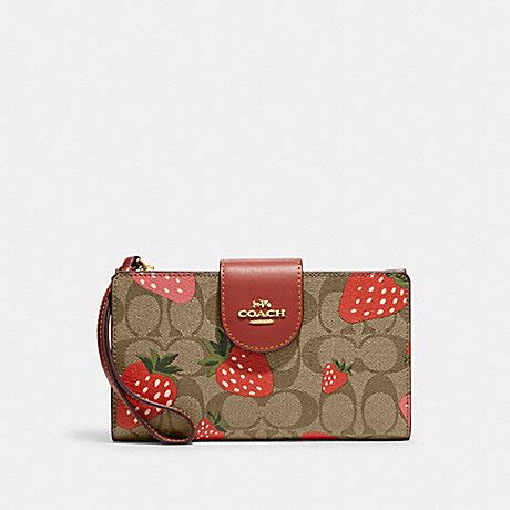 COACH Ch165 - TECH WALLET IN SIGNATURE CANVAS WITH WILD STRAWBERRY ...