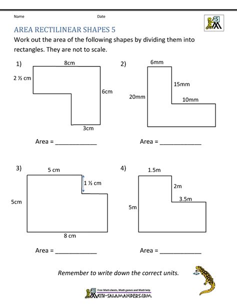 Area Of Irregular Shapes Worksheet