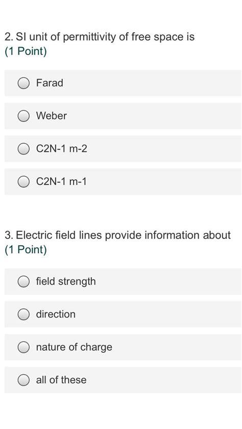 [ANSWERED] 2 SI unit of permittivity of free space is 1 Point Farad ...