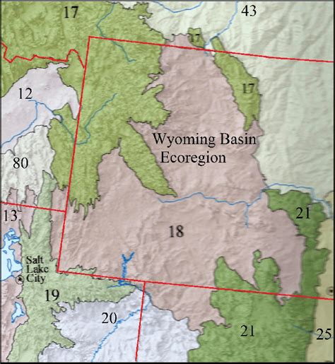 The location of the Wyoming Basin Ecoregion (18) in the USA (modified... | Download Scientific ...