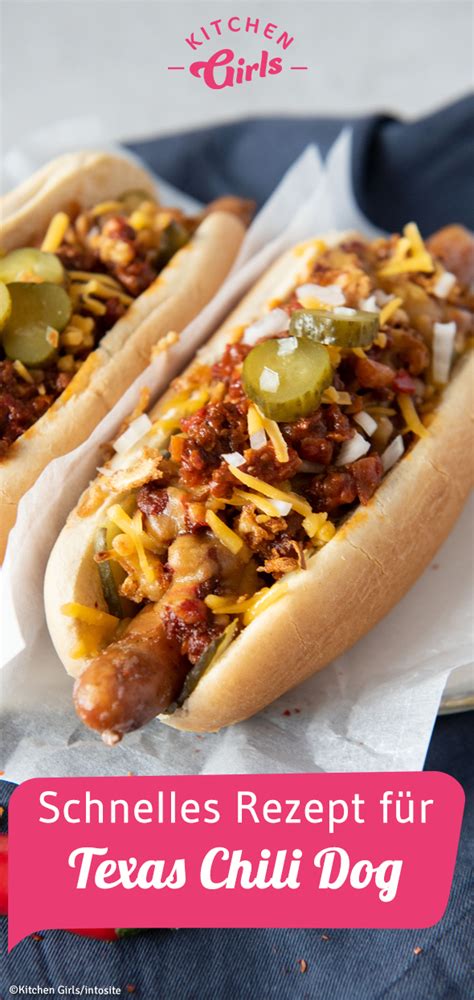 Rezept für Texas Chili Hot Dog: https://kitchengirls.de/rezepte/texas-chili-dog?utm_source=kigis ...