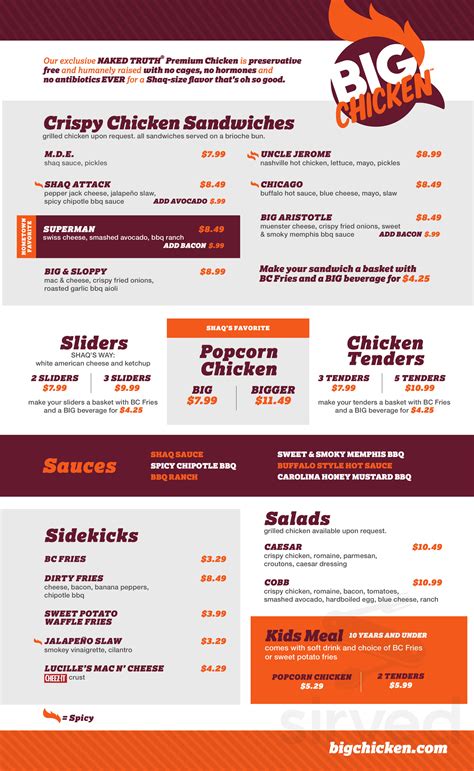 Menu for Big Chicken in Gilbert, AZ | Sirved