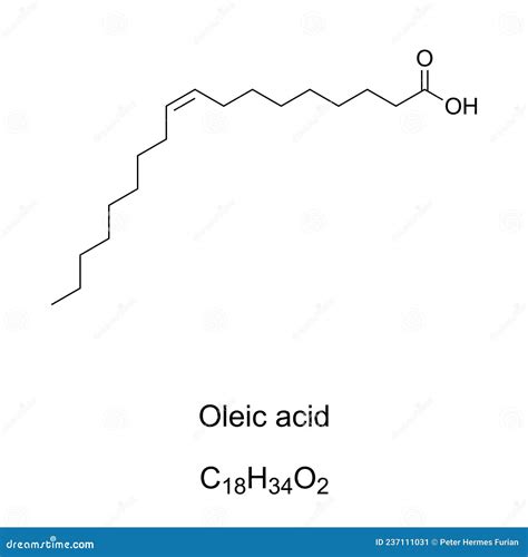 Oleic Acid, Monounsaturated Omega-9 Fatty Acid, Chemical Formula Stock Vector - Illustration of ...