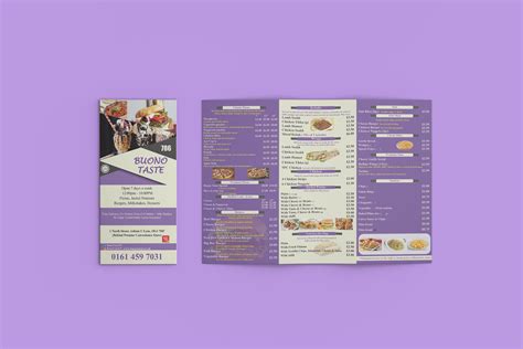 Buono Taste menu design on Behance