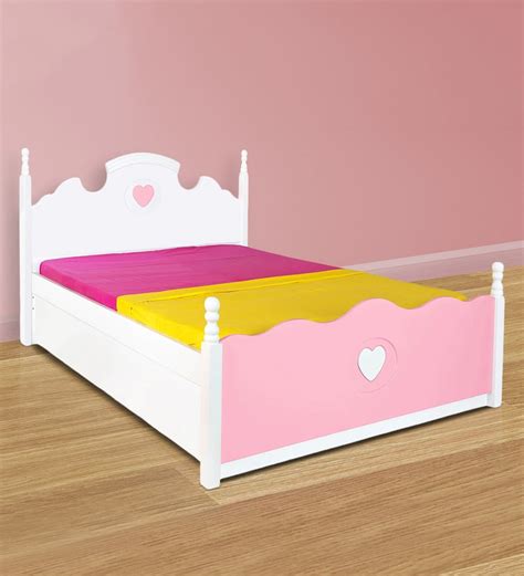 Buy Victoria Kids Queen Size Bed with Storage in Pink & White Colour by Alex Daisy Online - Kids ...