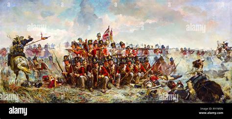 The 28th Regiment at Quatre Bras, Battle of Waterloo painting, 1875 by ...