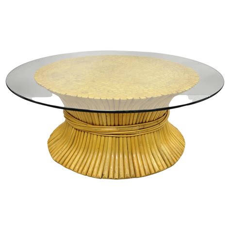 Brass Wheat Sheaf Round Glass Top Coffee Table Mid Century Modern at 1stDibs | wheat sheaf ...