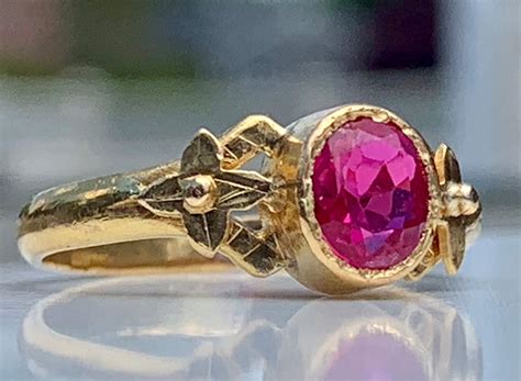 Vintage Ruby Engagement Ring Art Deco Ring 1.0 Carat Natural Burma Ruby 22k yellow gold July ...