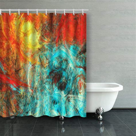 RYLABLUE Bright Artistic Splashes Abstract Beautiful Multicolor Shower Curtains Bathroom Curtain ...