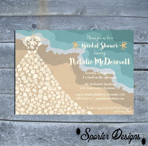 Beach Bridal Shower Invitation Sea Shell Bridal Shower Beach Wedding ...