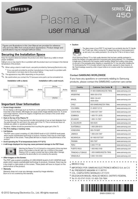 SAMSUNG PL51E450A1F PLASMA TV USER MANUAL | ManualsLib