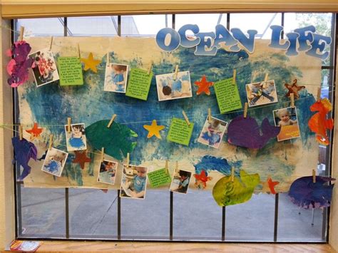 Preschool classroom, art display, wall display, window display, ocean ...