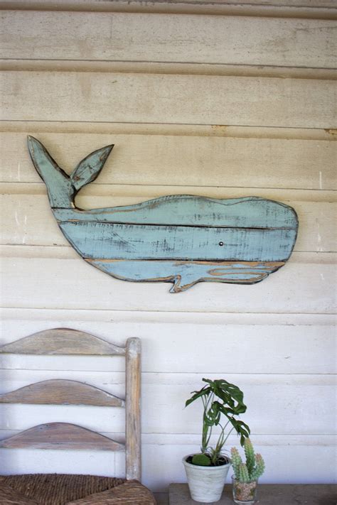 Kalalou Wooden Whale - Set Of 2 Ocean Decor, Coastal Decor, Beach House Decor, Beach Decor ...