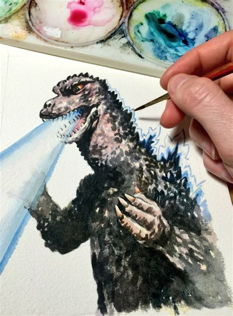 Godzilla Painting Original Watercolour Study | Etsy