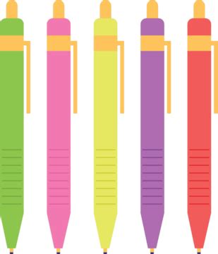 Colorful Pen Set Isolated On White Supplies Set Instrument Vector, Colorful Drawing, Color ...