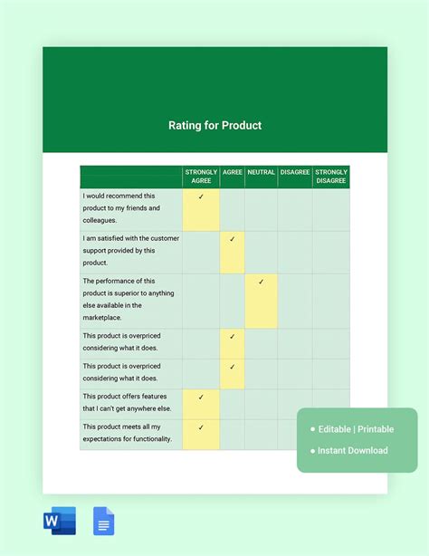 Rating Scale Template in Word, Google Docs - Download | Template.net