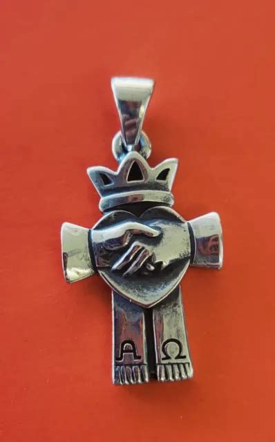 RETIRED JAMES AVERY Crown Alpha Omega Handshake Cross Pendant NEAT! £398.63 - PicClick UK