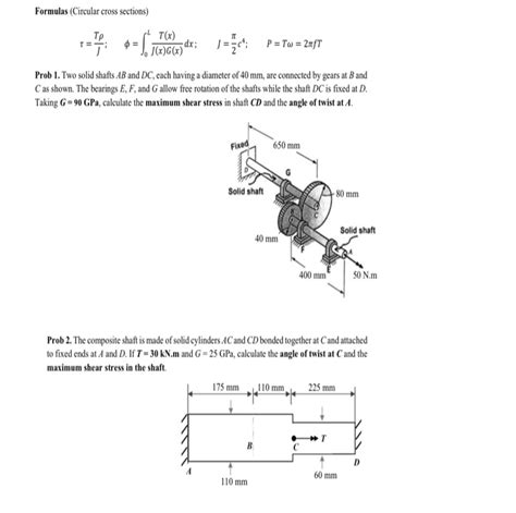 Solved Formulas (Circular cross sections) -- -=[ 7960o de | Chegg.com