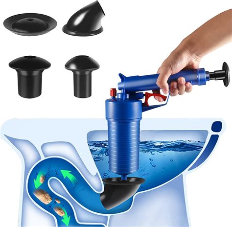 KODAA Drain Unblocker Plunger,High Pressure Toilet Air Blaster with 4 ...