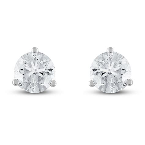 Certified Diamond Solitaire Earrings 2 ct tw Round 18K White Gold (SI2 ...