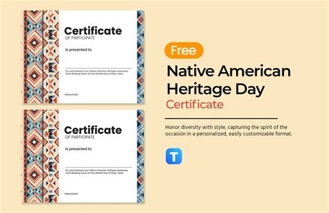 Free Native American Heritage Day Certificate Template - Edit Online ...