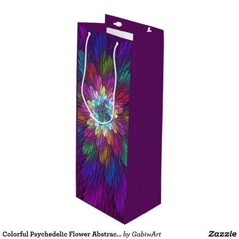 Colorful Psychedelic Flower Abstract Fractal Art Wine Gift Bag Wine Gift Bag, Wine Gifts ...