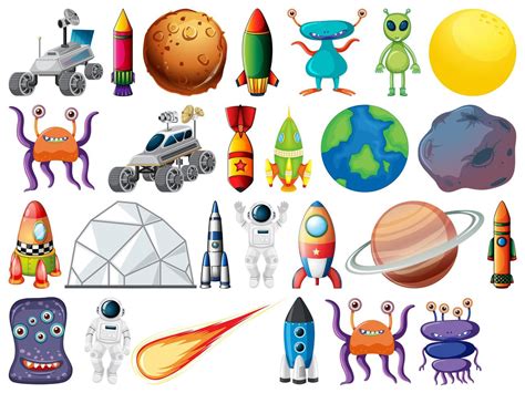 Set of space objects and elements 1784022 Vector Art at Vecteezy