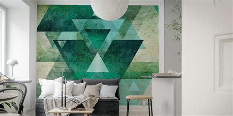 Emerald Green Geometric Wallpaper | Happywall