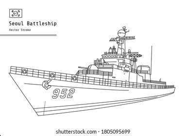 Seoul Battleship Retired Warship Located Mangwon Stock Vector (Royalty ...