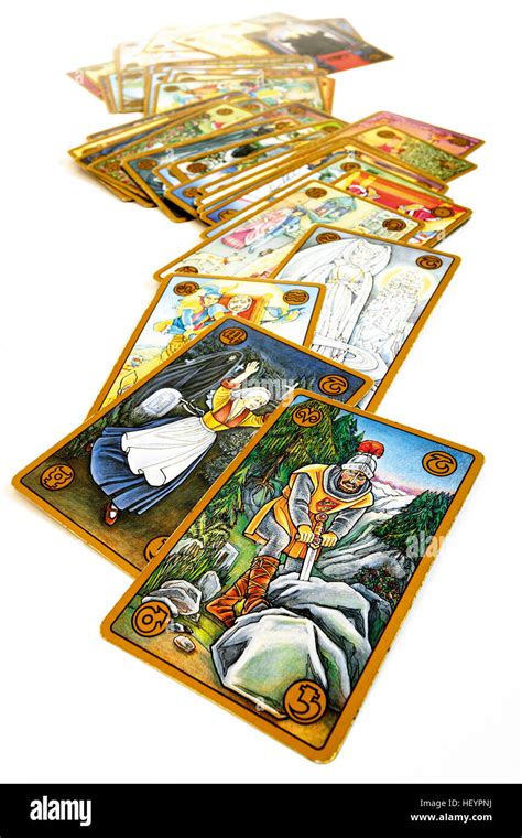 Tarot cards, scattered symbolon cards Stock Photo - Alamy