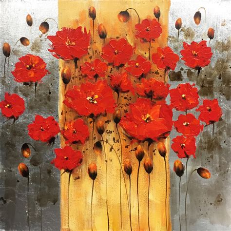 Hand Painted Flowers Wall Decor Artwork I - Contemporary - Paintings ...