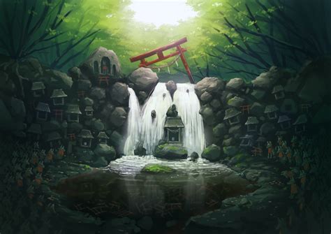 Download Waterfall Nature River Fantasy Oriental 4k Ultra HD Wallpaper by 酢漬け